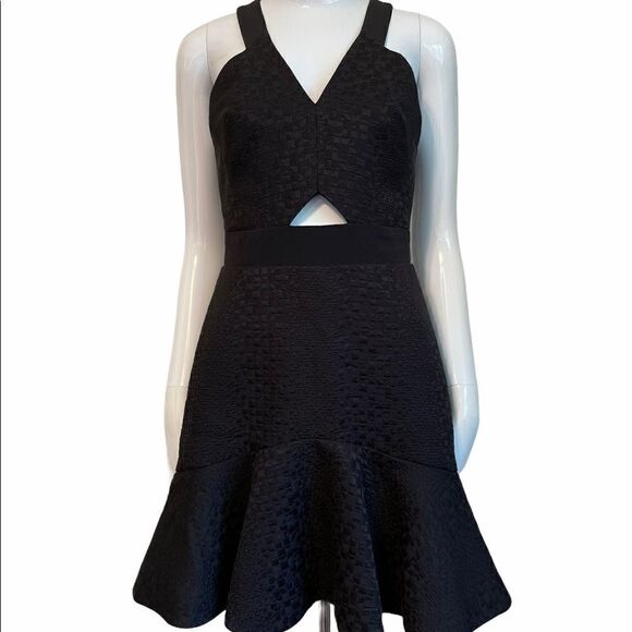 REBECCA TAYLOR A Cut Above Black Fit Flare Dress - Picture 1 of 12